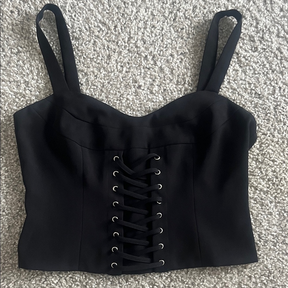 Forever 21 Black Lace-Up Bustier Crop Top